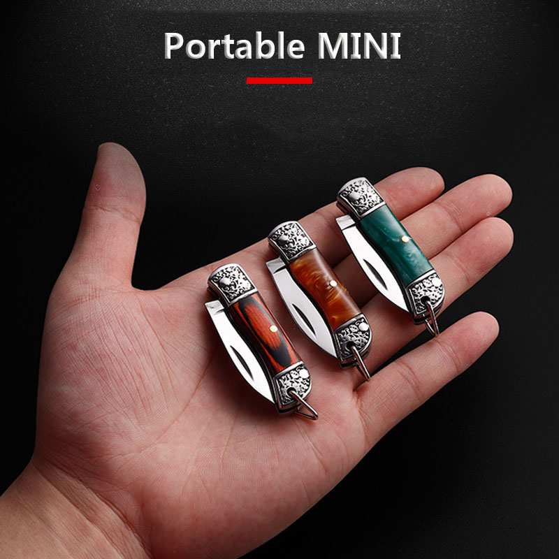 Multi-Functional Mini Folding Exquisite Fruit Hanging Key Portable Mirror Fruit Peeling