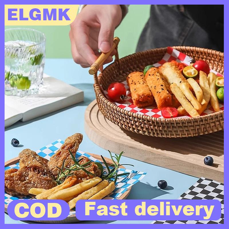 ELGMK 100pcs Plaid sáp giấy thực phẩm lớp mỡ giấy thực phẩm wrappers giấy giỏ lót giấy cho bánh mì sandwich Burger khoai tây chiên oilpaper