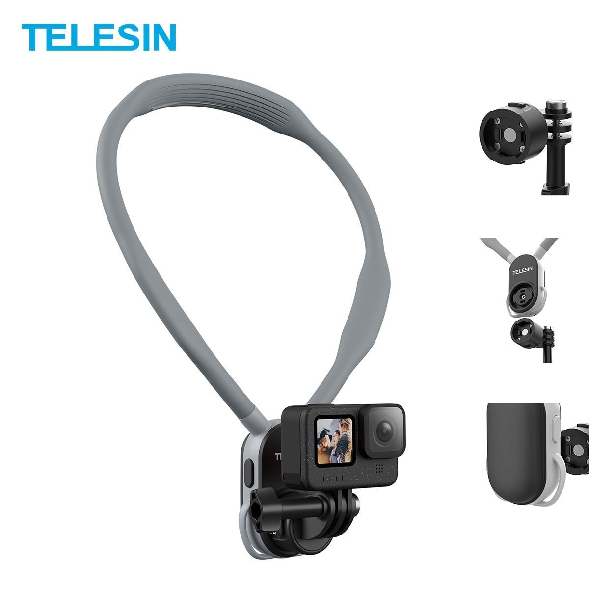  Telesin nhanh chóng phát hành Silicone Giá đỡ điện thoại với dây đeo ngực ổn định thuận tiện gắn kết cho Gopro Hero DJI Osmo insta360 Camera thể thao hành động phụ kiện 