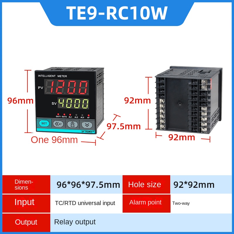 Bộ Điều Khiển Nhiệt Độ TE9-RC10W | Tùy Chọn Khác TE4/6/7/8/9-RB10W/SB10W/RC10W/DC18W/RC18W - TOKY | Phạm Vi Nhiệt Độ Tùy Chỉnh | Độ Ổn Định Cao