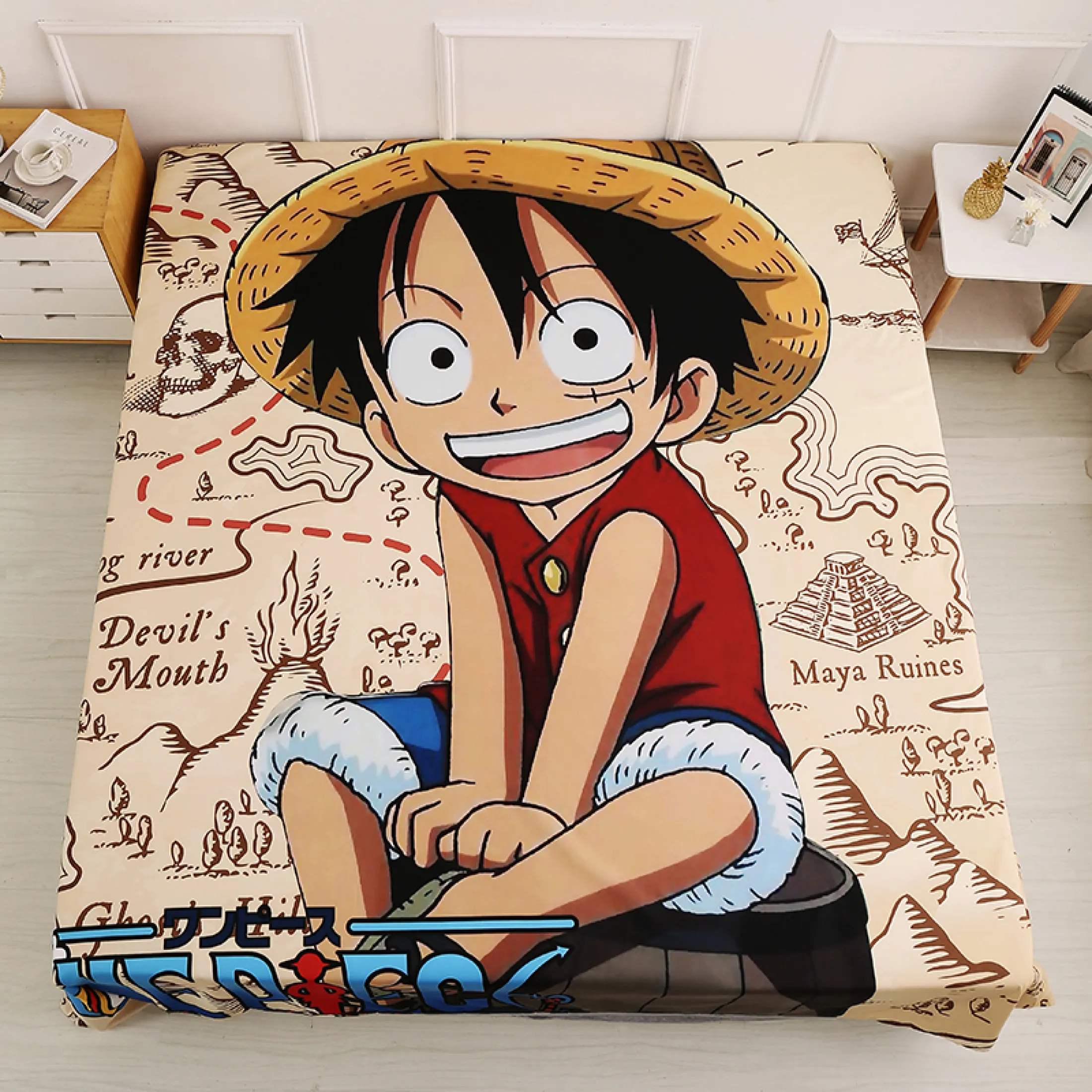 Anime Two Dimensional One Piece Bed Sheet One Piece Student Dormitory Boy Cartoon Duvet Cover Naruto Boy Room Lazada Singapore