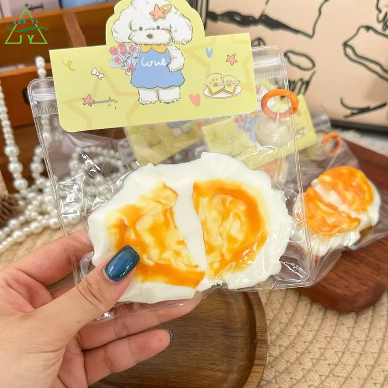 KS Cute Realistic Egg Toast Squishy Toy with Melty Center for Stress Relief and Fun Play ราคา 101 บาท*ส่งฟรี
