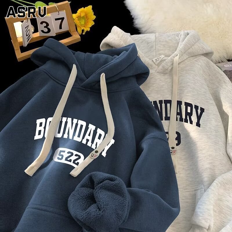 ASRV áo hodie áo khoác hoddie áo hoodie đi học sweater áo thu đông Áo hoodie nam-lông cừu và áo nỉ dày-Áo nỉ in Monogram cao cấp cho nam và nữ