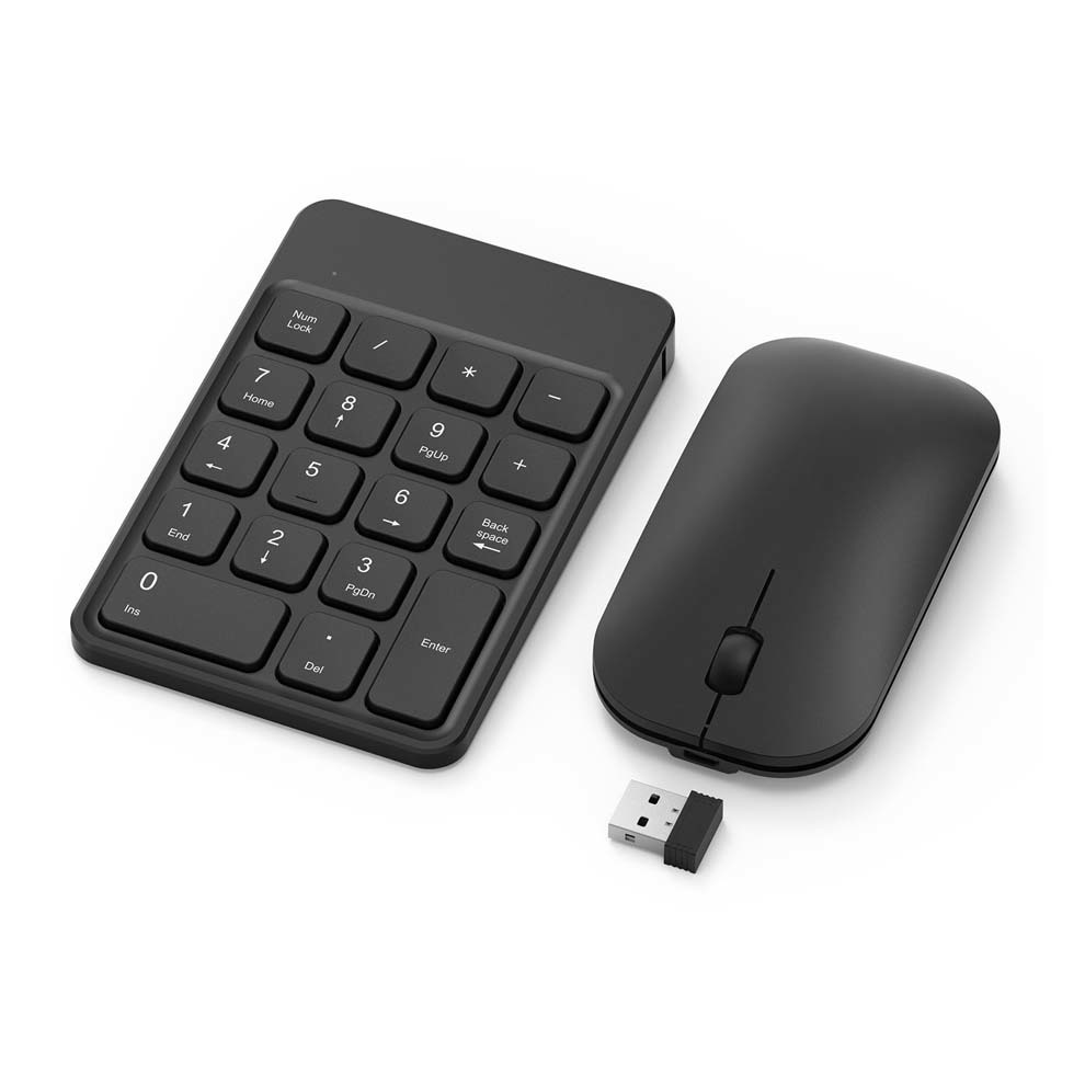 (Trong kho) Bộ Bàn phím số USB 2.4G Bộ bàn phím số có thể sạc lại Bàn phím số không dây Bộ chuột bàn phím kỹ thuật số cho máy tính xách tay với bộ thu USB