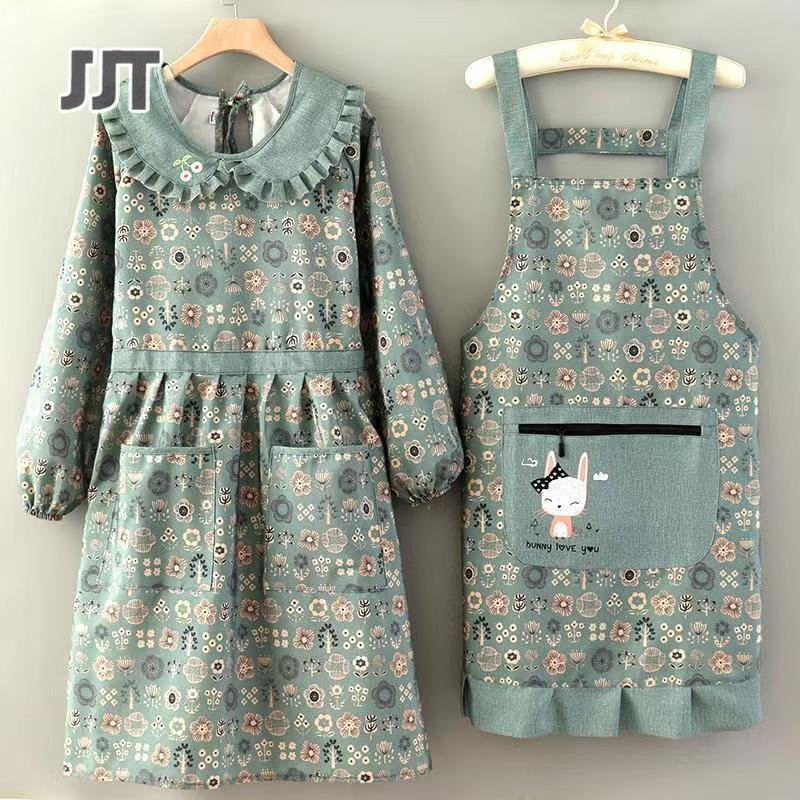 apron Lovely long-sleeved smock Autumn and winter waist kitchen cooking overalls ราคา 92 บาท*ส่งฟรี