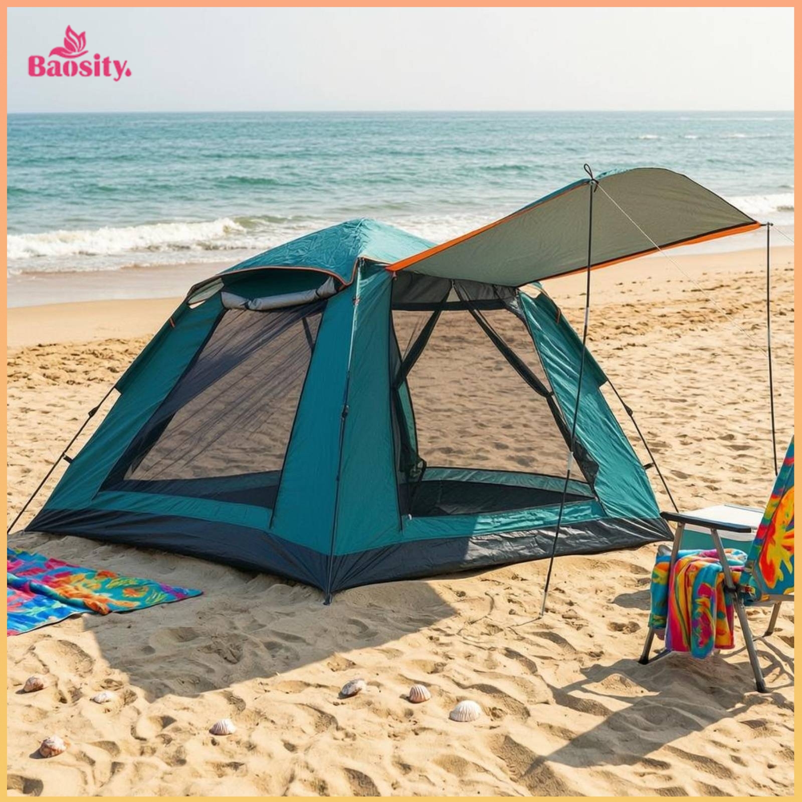 Baosity Rainproof Automatic Camping Tent Low-Profile Base Square Camping Tent Water-Resistant Screen House UPF 50+ for Leisure Use ราคา 8,032 บาท*ส่งฟรี