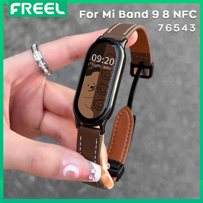 Strap for Mi Band 9 Smartband Leather Watch Band for xiaomi band 8 NFC 7 6 5 Bracelet Wristband miband 4 3 Smart watch Belt