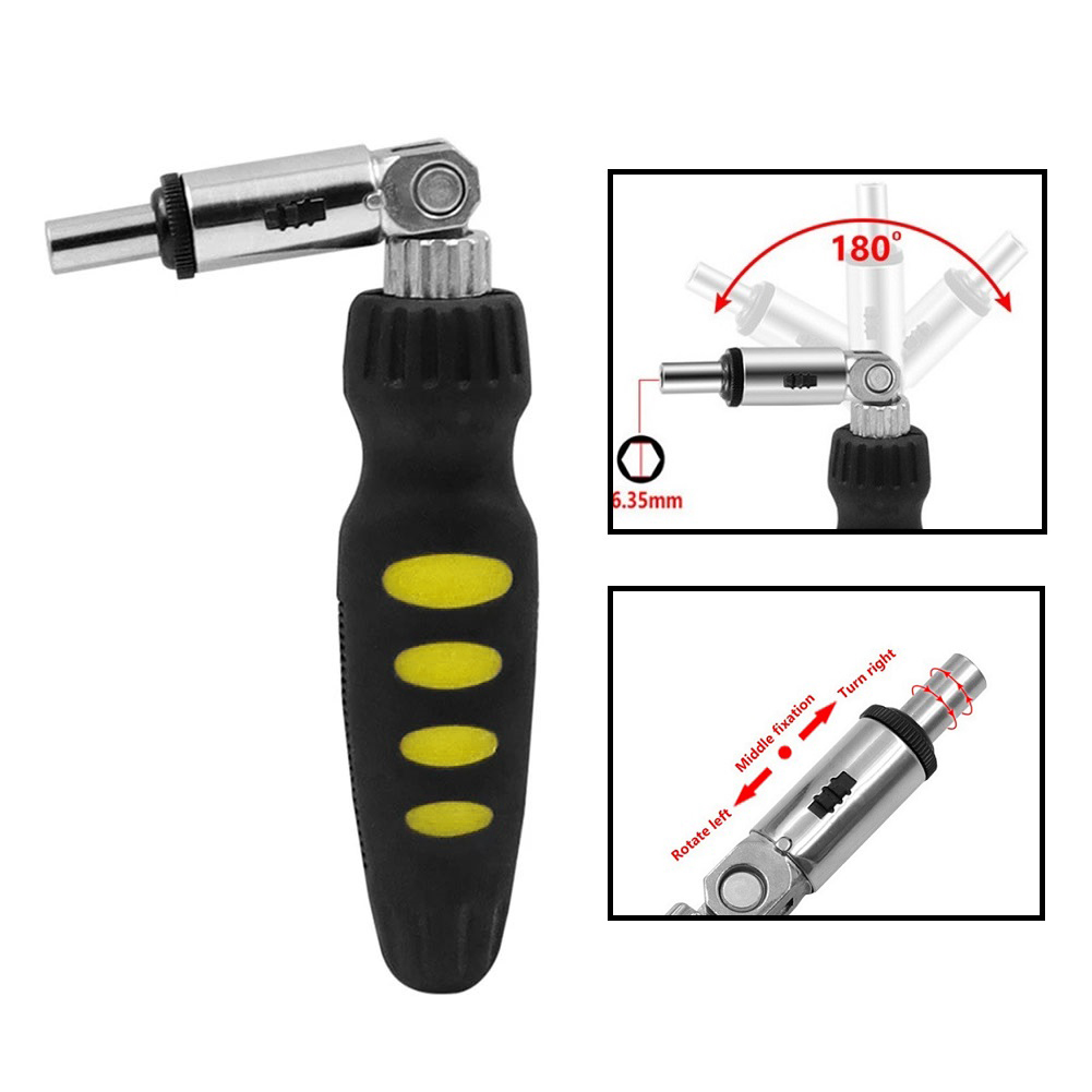 Ratchet tuốc nơ vít cờ lê 180 độ trình điều khiển bit t-loại 14 Hex giao diện khóa công cụ có thể gập lại tuốc nơ vít dụng cụ cầm tay