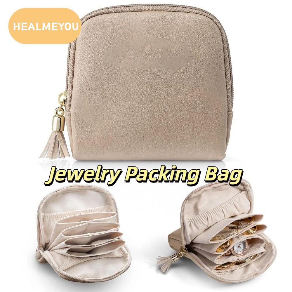 HEALMEYOU พู่ ถุงบรรจุภัณฑ์เครื่องประดับ หนัง PU ต่างหูและสร้อยข้อมือ กระเป๋าเครื่องสำอางขนาดเล็ก แบบพกพา ผู้จัดการ ที่วางเครื่องประดับ การเดินทาง ราคา 169 บาท*ส่งฟรี