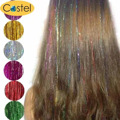Costel 8 Bag(8 Colors ) Hair Tinsel Sparkle Glitter Extensions Highlights False Hair Wig Hair Extensions For Womem Hair Accessories