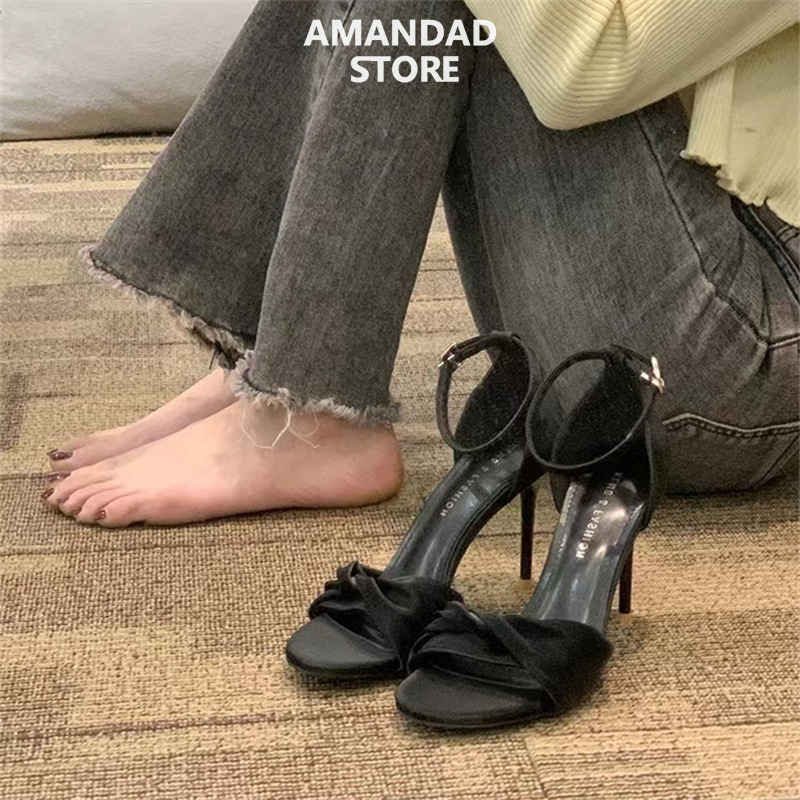 QiaoYiLuo Stiletto sandals for women, versatile and elegant petite one-strap high heels ราคา 433 บาท*ส่งฟรี