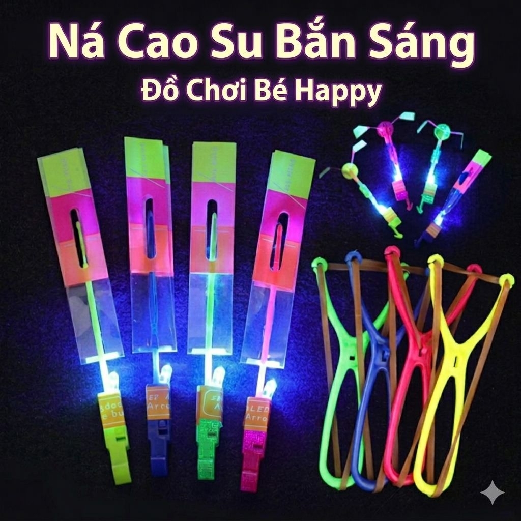 [ Combo 5 Cái] Ná Cao Su Có Đèn LED Phát Sáng, Đồ Chơi Chong Chóng Xoay Có Đèn Phát Sáng Bay Lên Trời