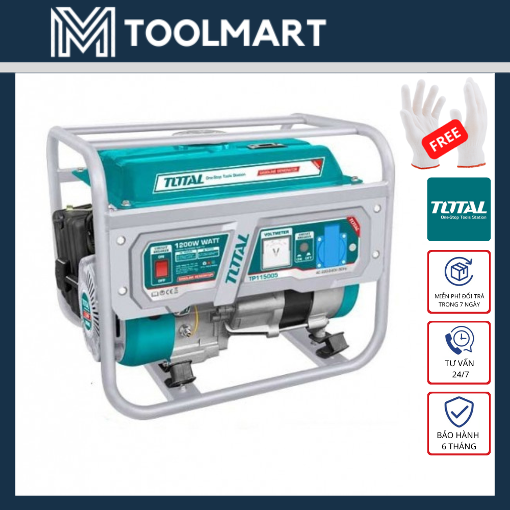 MÁY PHÁT ĐIỆN DÙNG XĂNG 1.2kW TOTAL - HÀNG CHÍNH HÃNG - TP115005