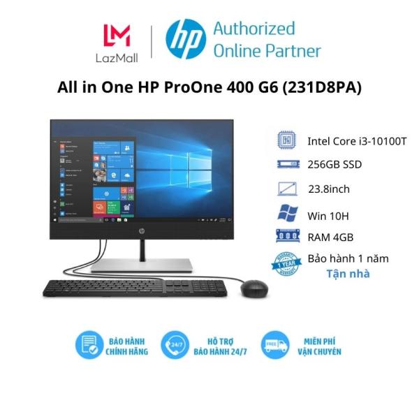 [Voucher 1tr] Máy tính để bàn All in One HP ProOne 400 G6 (231D8PA)/ Intel Core i3-10100T (3.0 GHz, 8 MB)/ RAM 4GB/ 256GB SSD/ Intel UHD Graphics/ 23.8inch/ CAM/ K&M/ WL BT/ DVD/ Win 10H/ 1Yr