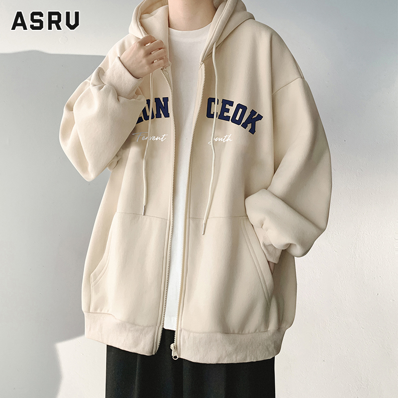 ASRV áo hodie áo khoác hoddie áo hoodie đi học sweater áo thu đông Cardigan Áo Khoác Nam Mùa Đông Mỹ lông cừu Thiếu Niên Áo nỉ có mũ rộng