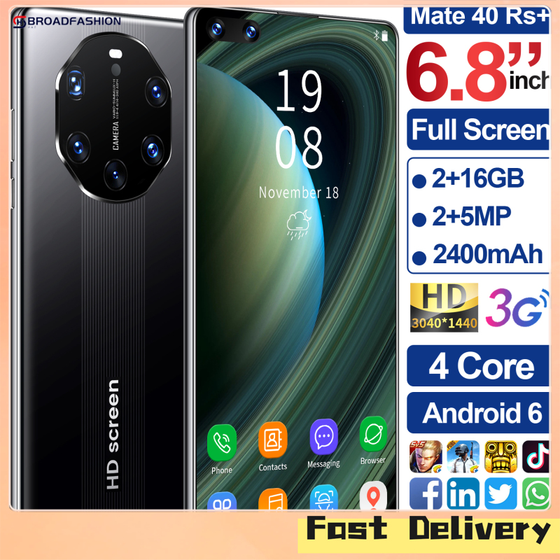 Broadfashion 6.8-inch Mate40 RS+ High-definition Large-screen 3G Smartphone 2+16GB Black ราคา 2,947 บาท*ส่งฟรี