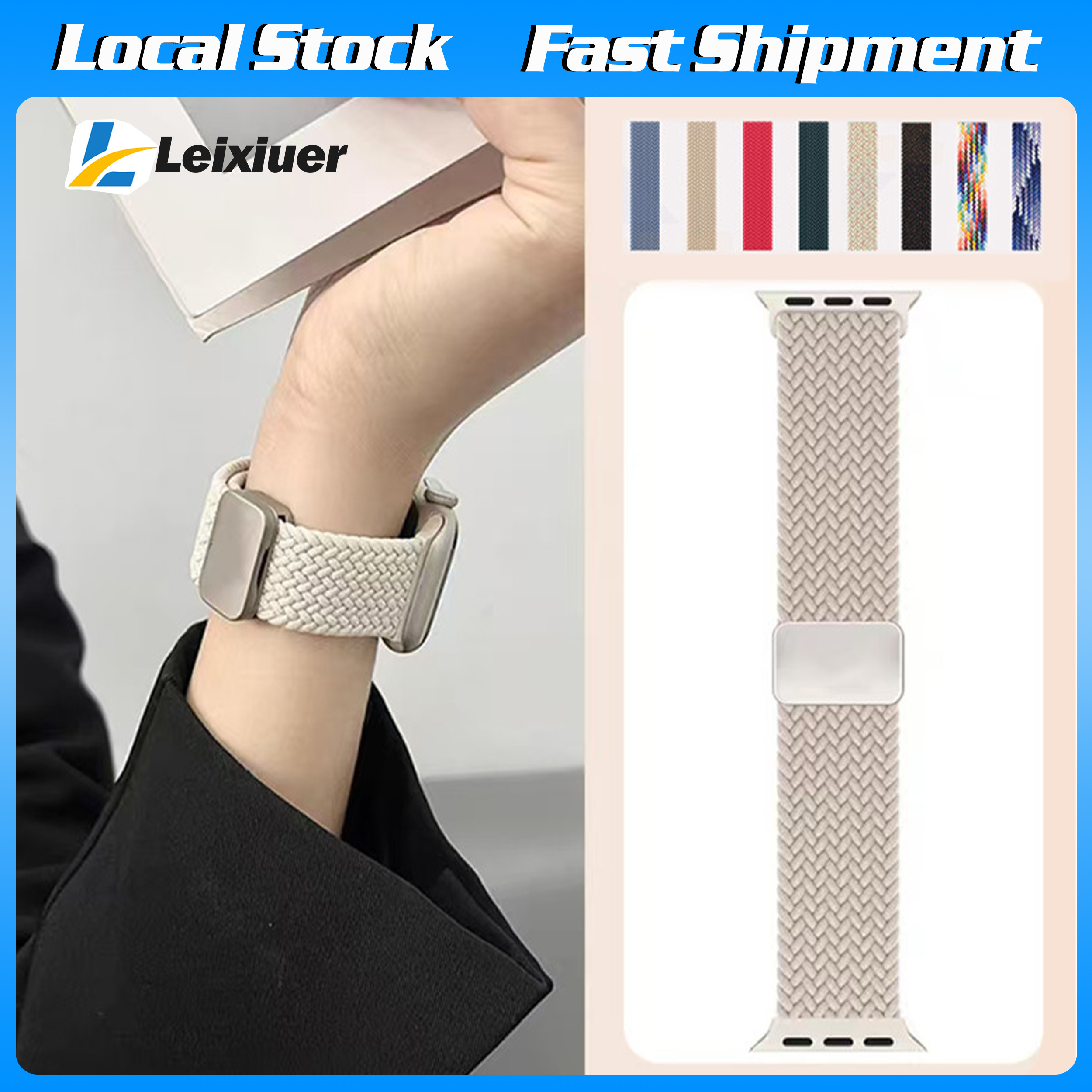 สายรัดไนลอนถักเปียแบบยืดหยุ่นพร้อมหัวเข็มขัดแม่เหล็ก for Smart Watch IWatch Series 10 9 8 7 6 5 4 49 มม 46 มม 45 มม 42 มม 44 มม 41 มม 40 มม 38 มม ราคา 58 บาท*ส่งฟรี