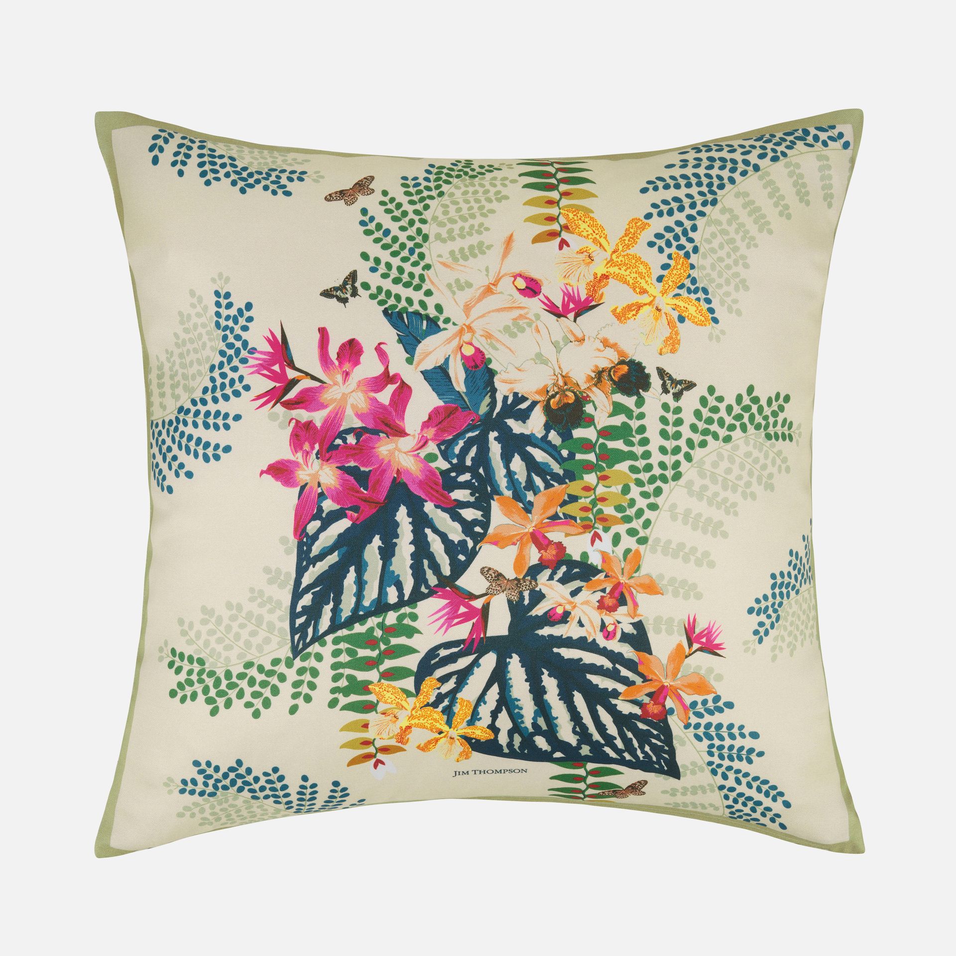 Tropical Bouquet Silk Printed Cushion Cover 18" - Cream ราคา 1,680 บาท*ส่งฟรี