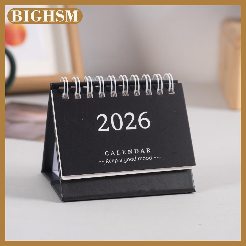 BIGHSM 2026 Simple Style English Mini Desk Calendar Desktop Display Solid Color Portable Small Desk Calendar Desktop Decoration