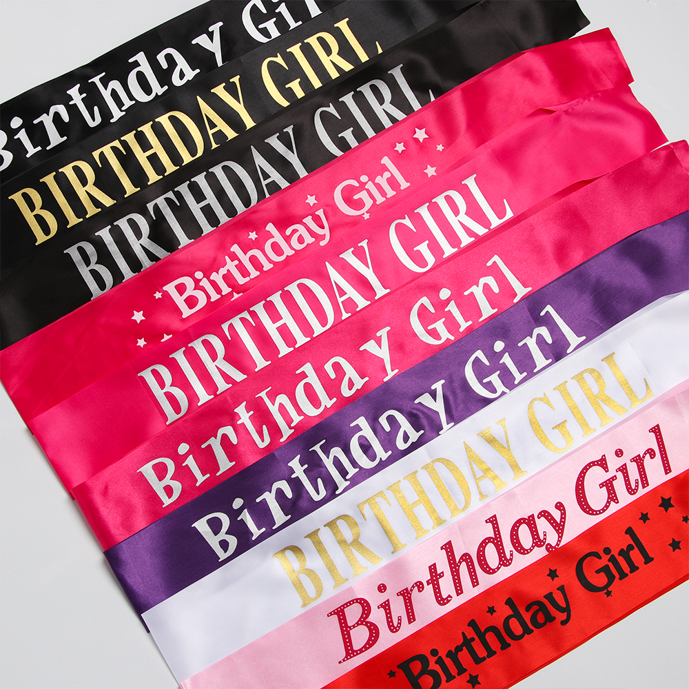 JPTJPT Multicolor Party Decoration Gifts Happy Birthday Satin Sash Ribbons Birthday Girl Shoulder Girdle