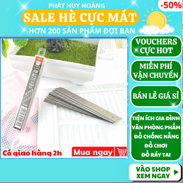 combo 10 lưỡi dao rọc giấy loại tốt 18mm / 9mm, hộp lưỡi dao để rọc giấy loại lớn, lưỡi dao cắt giấy bằng thép cực bền, lưỡi dao 30 độ siêu bén rọc giấy tiện dụng, lưỡi dao dùng để rọc cáp dây điện, Phát Huy Hoàng