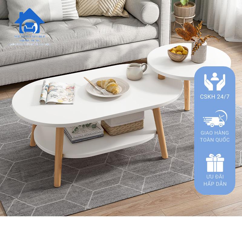 Bàn sofa, bàn trà đơn giản thiết kế 2 mặt với phong cách Bắc Âu hiện đại, chân gỗ tự nhiên chắc chắn, có nệm êm chống xước, chống trượt