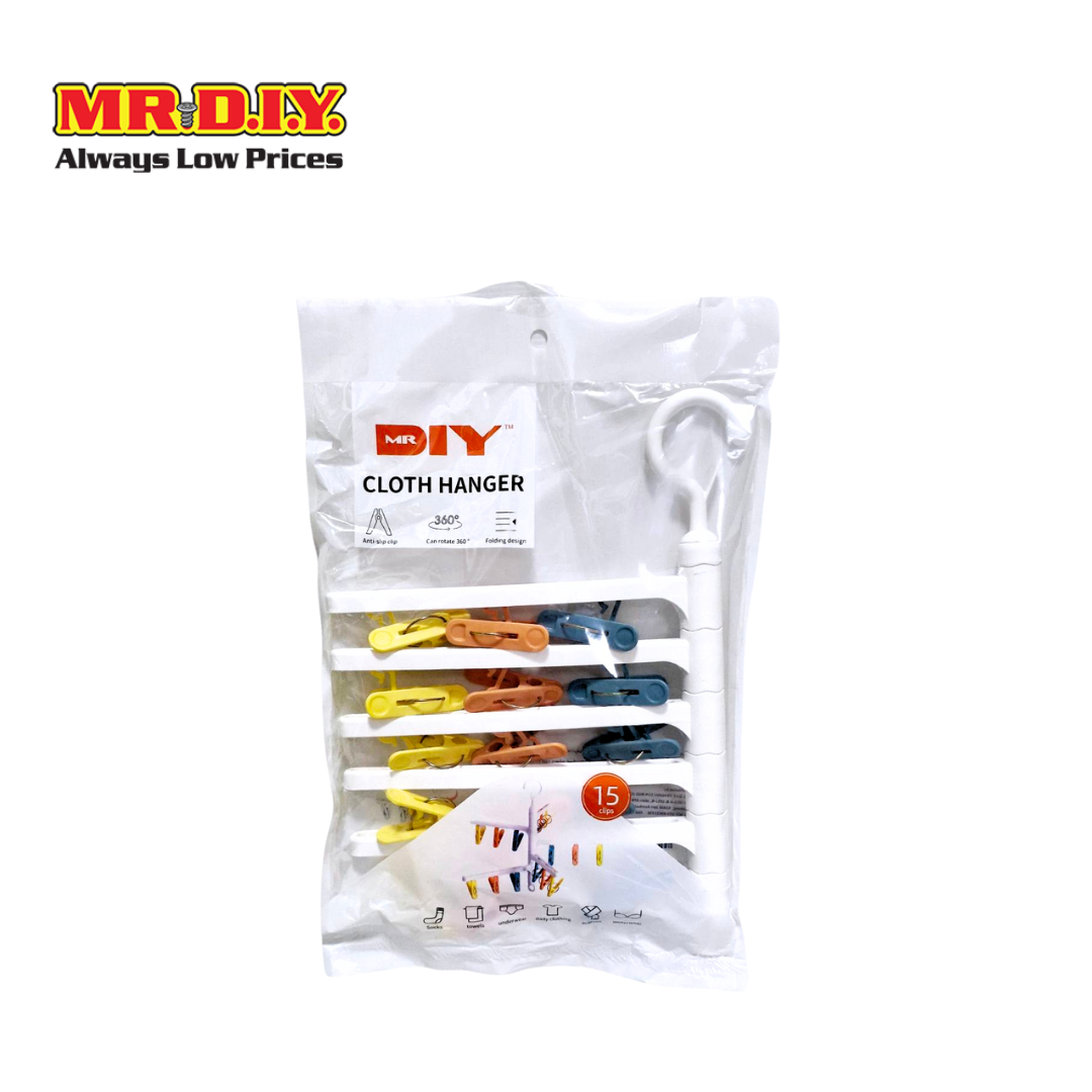 มิสเตอร์.ดี.ไอ.วาย ไม้แขวนหนีบผ้า 360 องศา พร้อมคลิปหนีบ 15 ตัว ราคา 89 บาท*ส่งฟรี