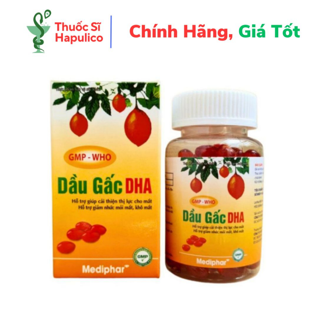 Viên uống Dầu Gấc DHA giúp cải thiện thị lực, giảm nhức mỏi mắt, khô mắt - Hộp 100 viên nang