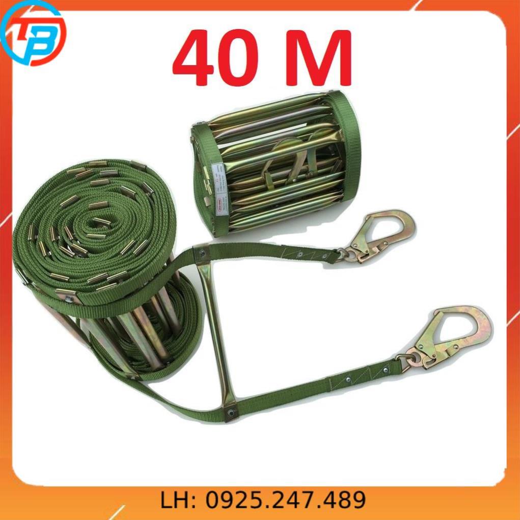 Thang dây PCCC, Thoát hiểm nhà cao tầng - Dài 40m - Có 2 đầu móc tải trọng 300kg