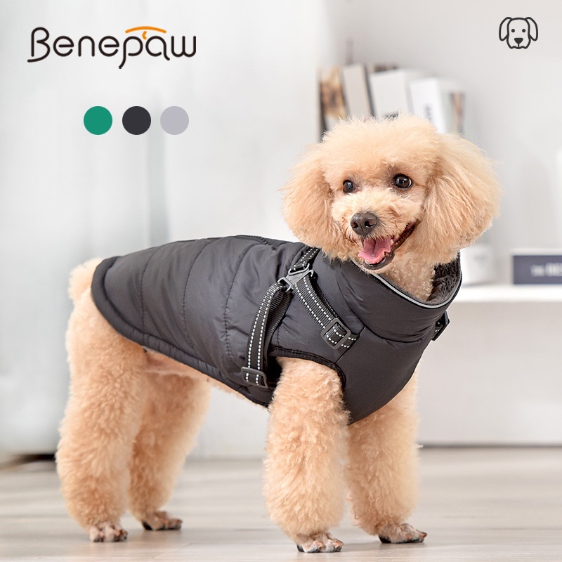 Benepaw Ấm Áo choàng cho chó Mùa Đông Windproof Phản Quang quần áo thú cưng Cao Cổ Không Thấm Nước áo gắn Dây dắt Cho chó lớn và trung bình Nhỏ