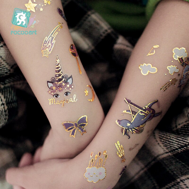 Rocooart Unicorn xăm mặt hình xăm tạm thời con hình xăm dán cơ thể hình xăm cho trẻ em dễ thương hình xăm trẻ em hình xăm giả taty