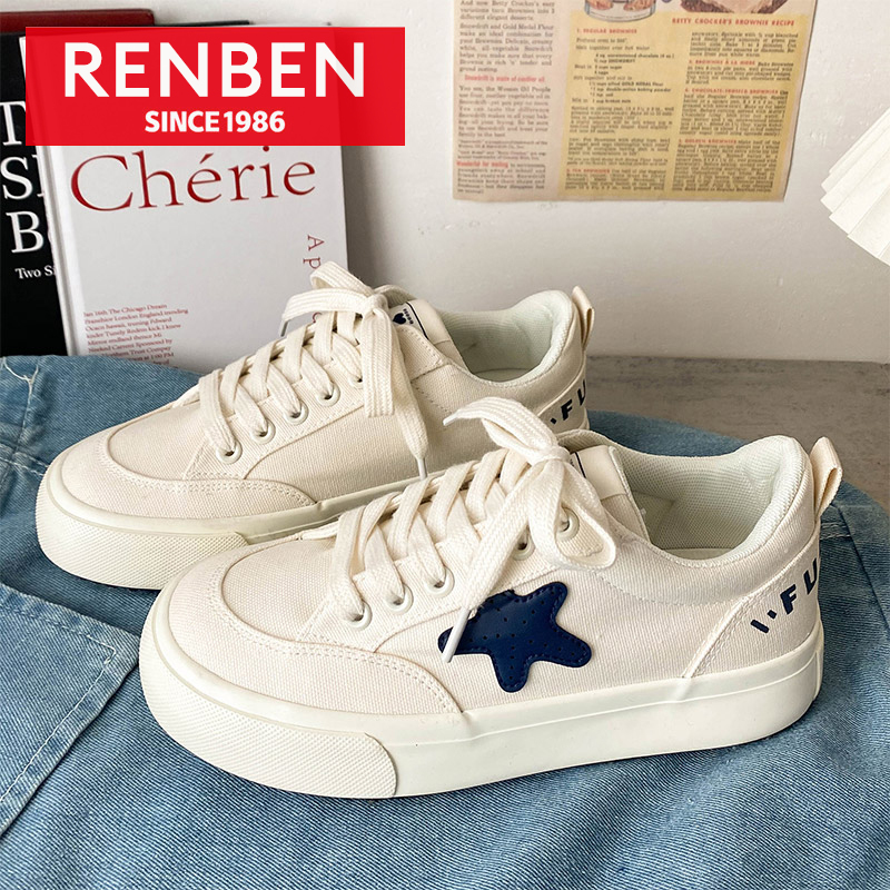 RENBEN New style canvas shoes for women, versatile Korean fashion trendy shoes, casual red sneakers