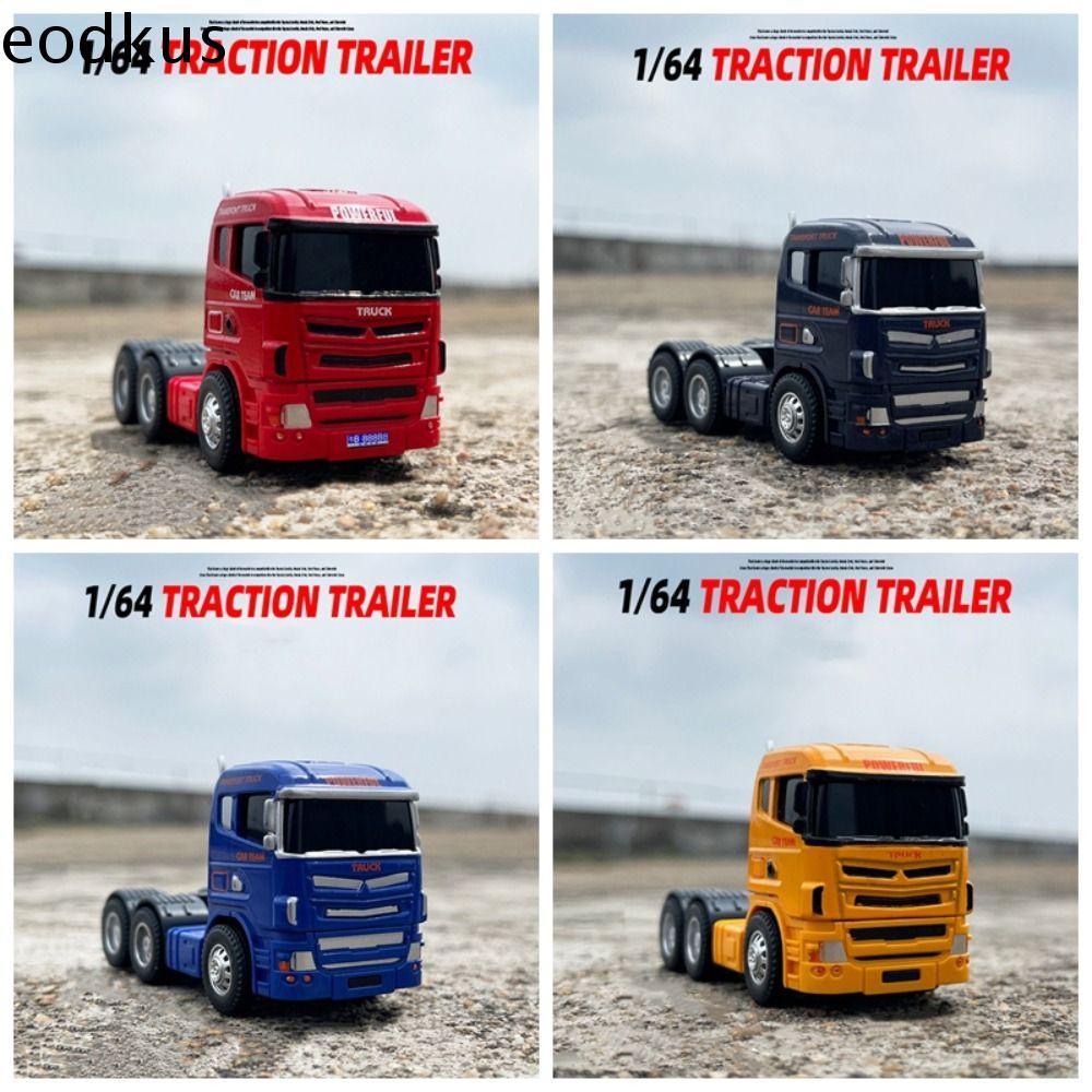 EODKUS Kéo lùi Mô hình cabin xe tải Hợp kim đúc Tỷ lệ 1:64 Đồ chơi xe kỹ thuật Xe tải container Giáo Dục Xe tải rơ moóc phẳng Đồ chơi trẻ em