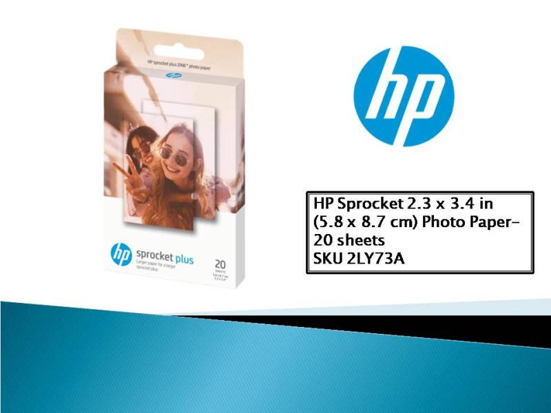 HP Original Sprocket Plus Photo Paper 20sheet Sticky-backed sheets (2.3 X 3.4inch) ZINK PAPER 2LY73A Singapore