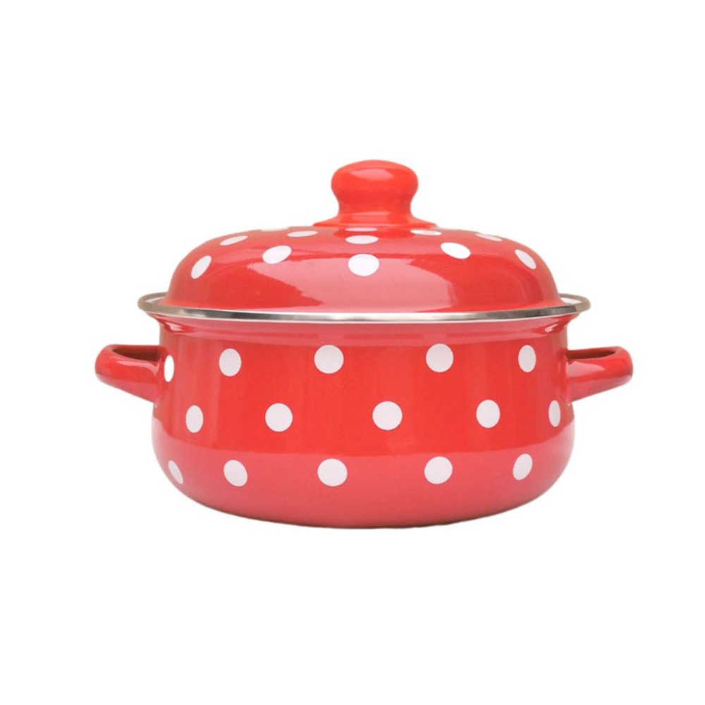 IUYJN Tay cầm hai tai Nồi tráng men cà chua Có Nắp 1.6/2L Nồi súp Thời trang Bền Chảo Mì - 3