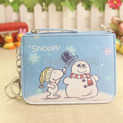 (Many Designs) Zipper Coin Purse Wallet / Cartoon Credit Card Name Card Pouch & Ezlink ID Travel Card Holder with Keychain Key Ring (No Lanyard) #Snoopy