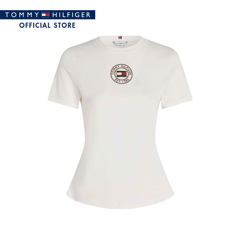 Tommy Hilfiger Women Tees Model WW0WW43652 YBH - White Slim Fit - ยี่ห้อ Tommy Hilfiger ราคา 1,316 บาท*ส่งฟรี