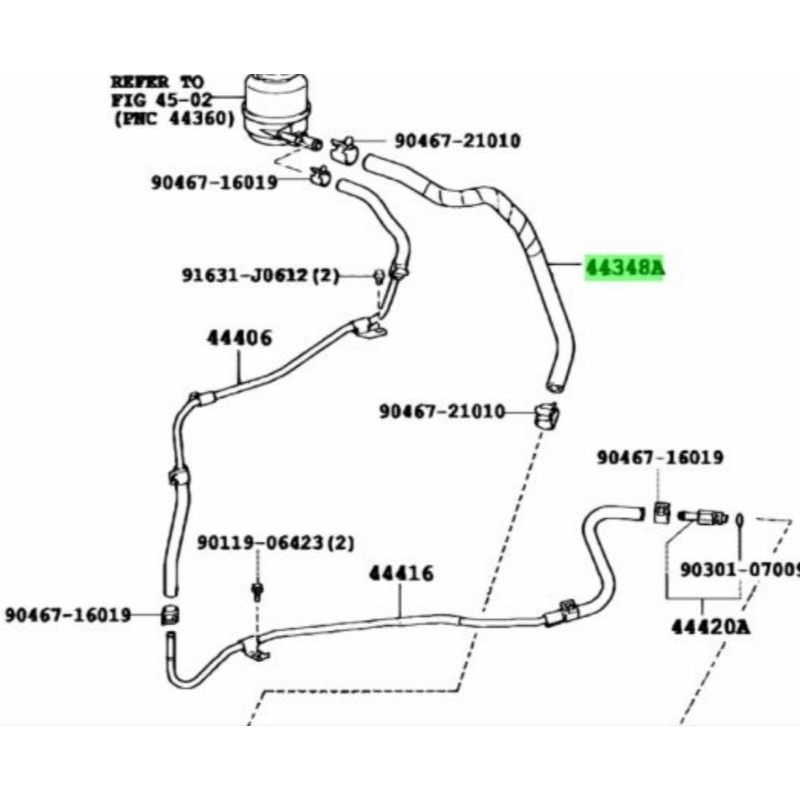 Selang power steering balik Camry 2009-2011 ACV40 2400cc Original 44348-33230 Harga 910,000 rupiah*Gratis Ongkir