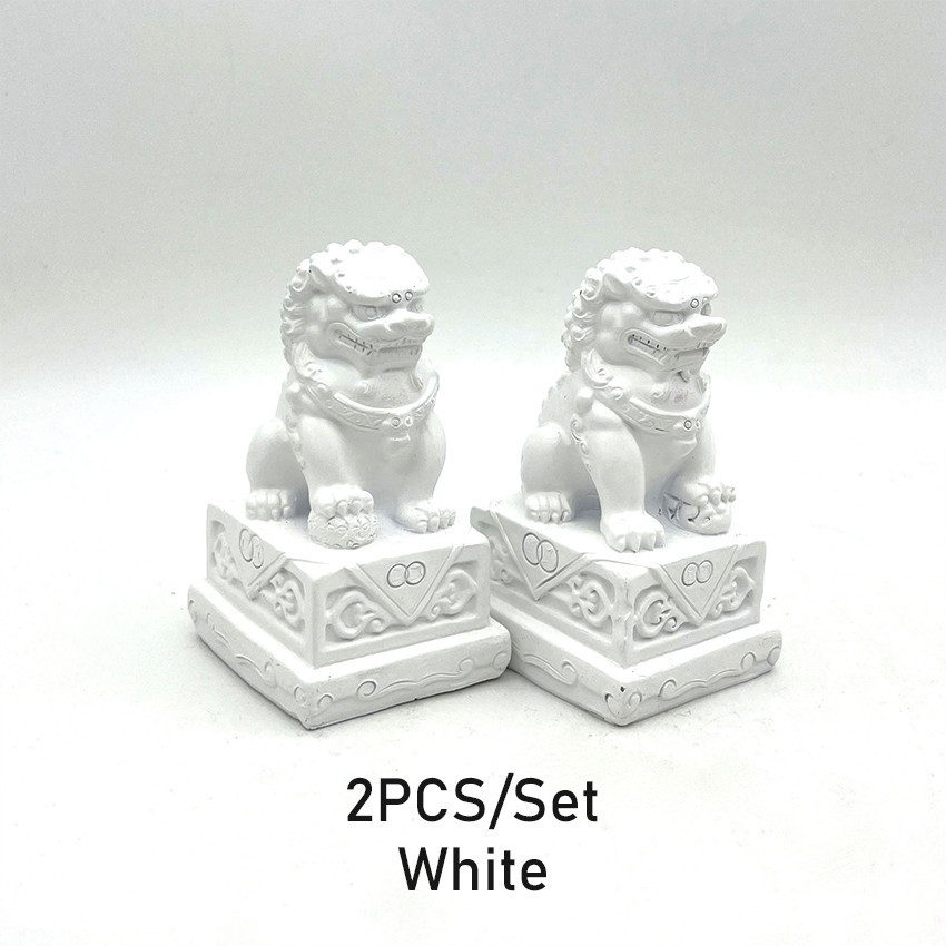 2Pcs Pajangan Fengshui Singa Batu Singa Fu Dog Keberuntungan Ornamen Miniatur Lion Stone / Batu Singa