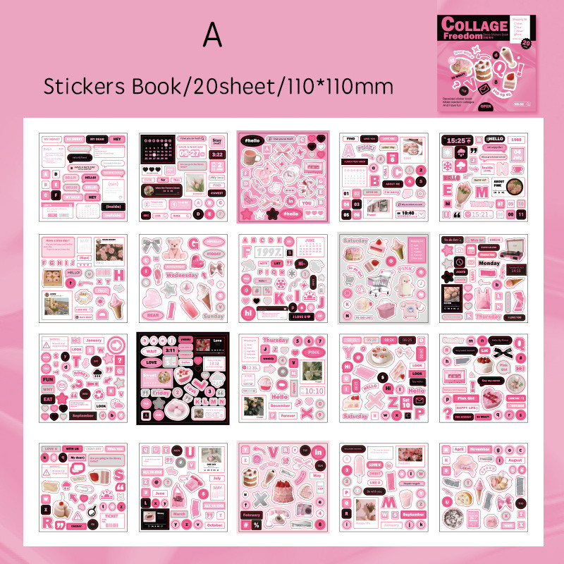 20 Sheets Cartoon Collage Sticker Book DIY Scrapbooking Collage Junk Journal Vintage Decor Stationery Supplies
