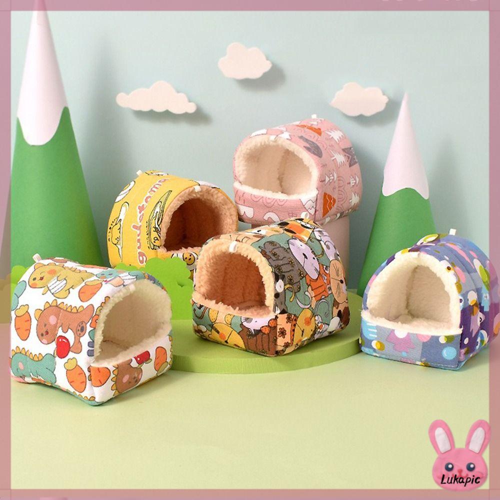 LUKAPIC Vải nhung lông Nhà chuột hamster Chuồng sóc Thỏ Ấm áp mùa đông Ổ chuột lang Mềm Thoải mái Thảm lồng mini