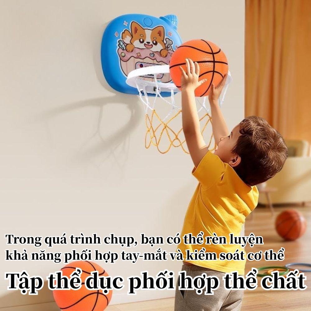 tre em vui chơi nhà thiết kế dễ thương màn hình phụ kiện đầy đủ không cần khoan gấp gọn tường treo bóng rổ