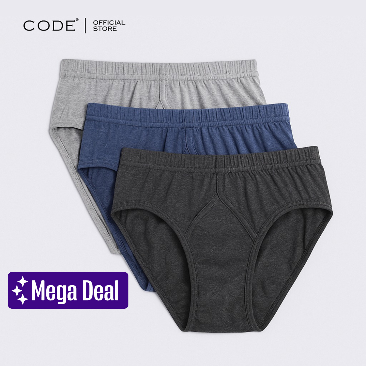 Code Brief Underwear For Men Pack Of 3 - Random Colors