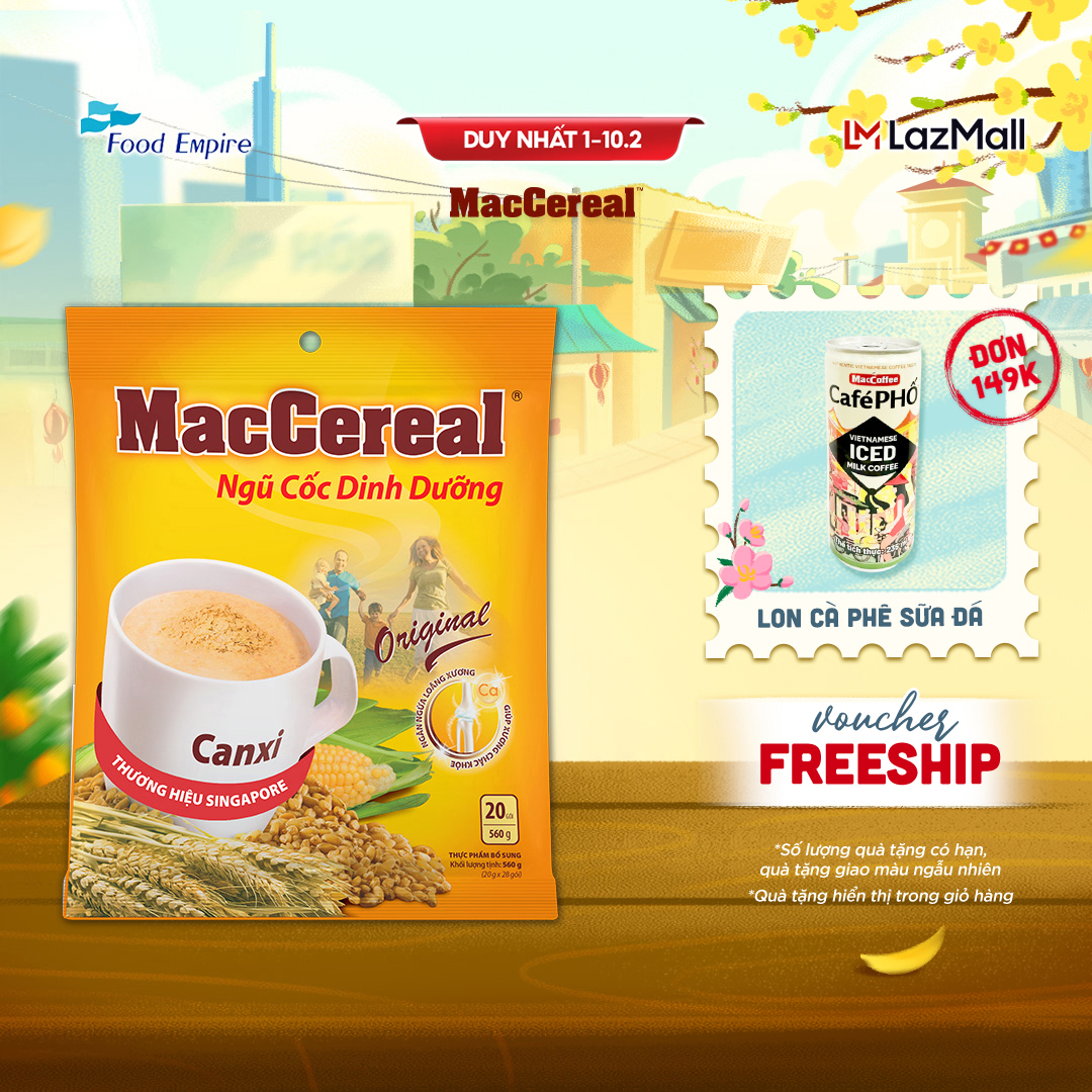 Bột Ngũ Cốc Dinh Dưỡng Canxi - MacCereal (túi 20 gói x 28g)