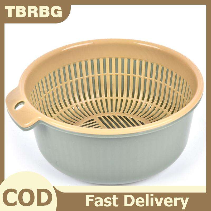 TBRBG Xách tay có thể tháo rời hai lớp rỗng trái cây và rau làm sạch rửa giỏ