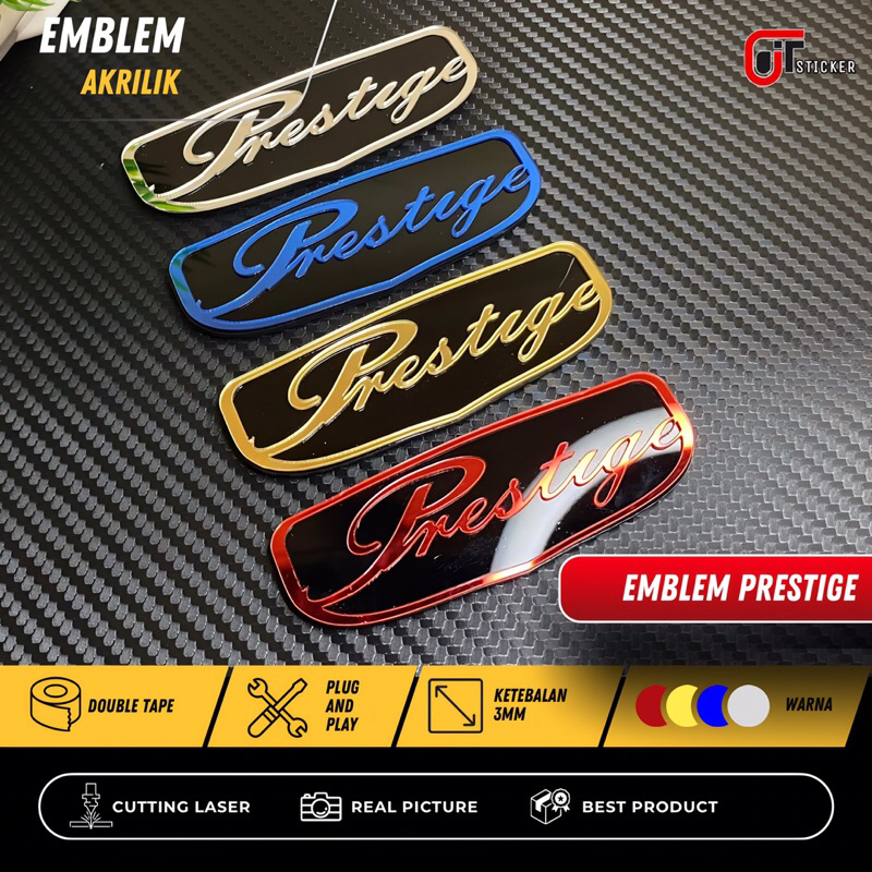 JTS Emblem Prestige 2 PCS Logo Timbul 3D Aksesoris motor Emblem Prestis sepasang kanan dan kiri emblem motor honda prestige Harga 27,120 rupiah*Gratis Ongkir