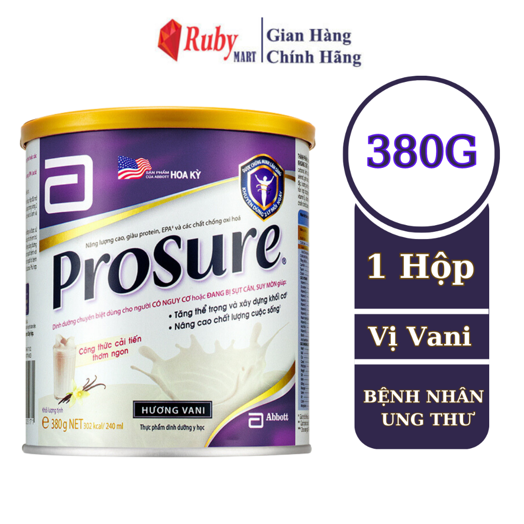 [Date T10/25] Sữa Bột Abbott Prosure Vanilla PROS Dùng Cho Người Có Nguy Cơ Hoặc Đang Bị Sụt Cân Suy Mòn (380g)