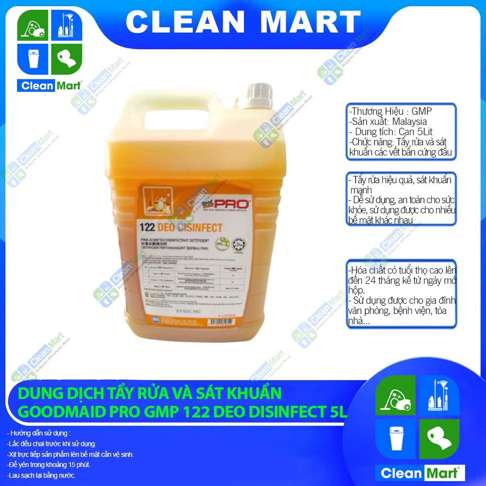 Dung Dịch Tẩy Rửa Và Sát Khuẩn Goodmaid Pro GMP 122 DEO Disinfect 5L - CLEAN MART