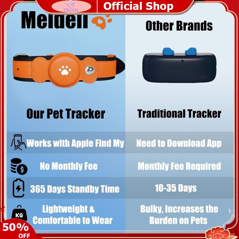 TEQIN IN stock Pet Anti Lost Collar With Locator IP67 Waterproof No Monthly Fee Adjustable Size Multi-functional Pet Collar (22.04 x 1.22 Inches) ราคา 1,201 บาท*ส่งฟรี