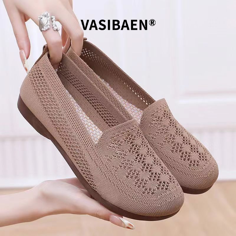 Vasibaen Giày bệt nữ Giày lưới thoáng khí chống trượt đế mềm nhẹ thoải mái Giày SLIP-ON giải trí hàng ngày